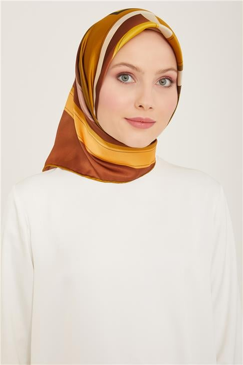 Armine Geometrik Desenli Twill İpek Eşarp 24Ya9122 55 56