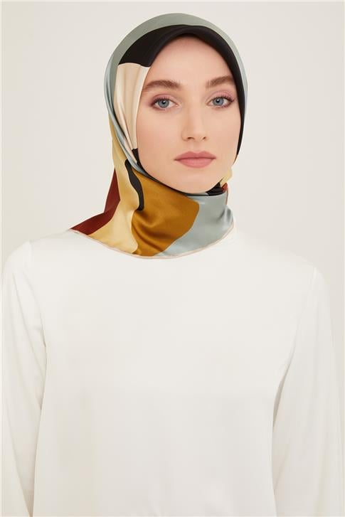 Armine Geometrik Desenli Twill İpek Eşarp 24Ya9148 31 89