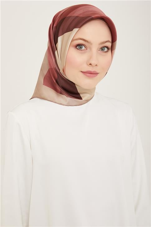 Armine Geometrik Desenli Twill İpek Eşarp 24Ya9137 55 07