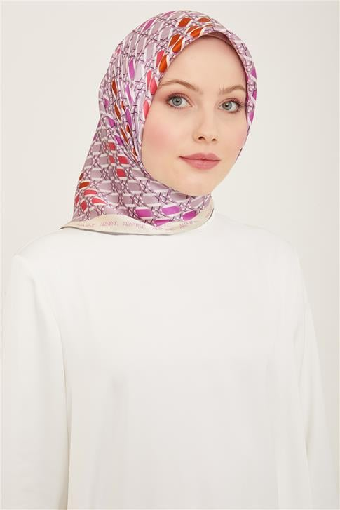 Armine Geometrik Desenli Twill İpek Eşarp 24Ya9144 37 36
