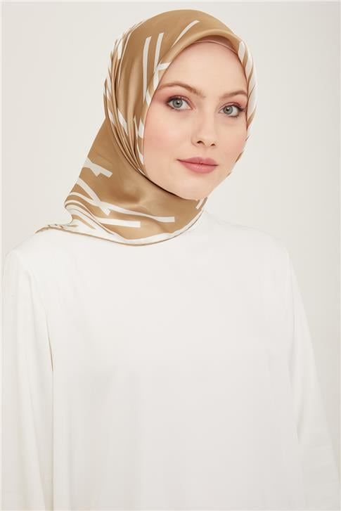 Armine Geometrik Desenli Twill İpek Eşarp 24Ya9157 54