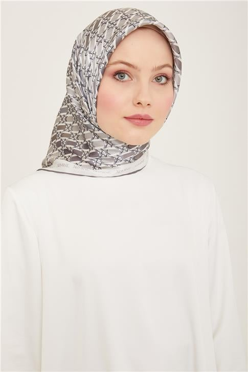 Armine Geometrik Desenli Twill İpek Eşarp 24Ya9144 37 04