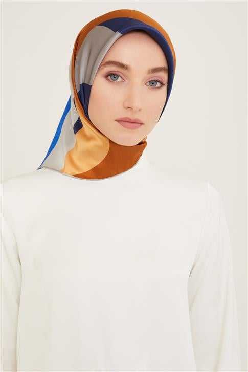 Armine Geometrik Desenli Twill İpek Eşarp 24Ya9148 31 59