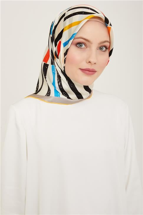 Armine Geometrik Desenli Twill İpek Eşarp 24Ya9101 2 09
