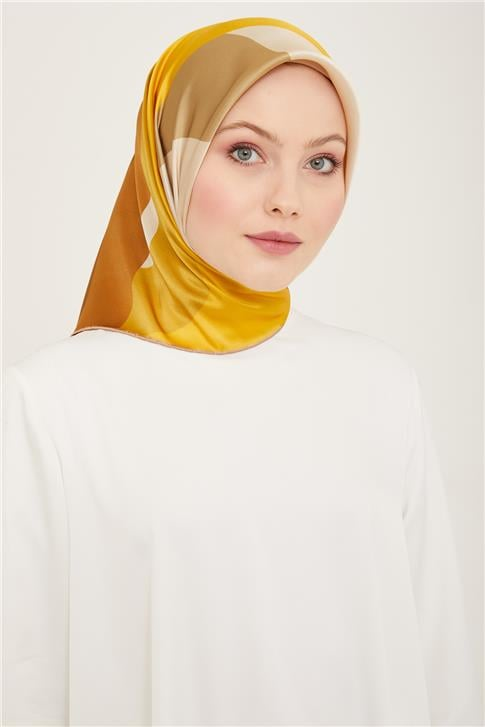 Armine Geometrik Desenli Twill İpek Eşarp 24Ya9148 31 52