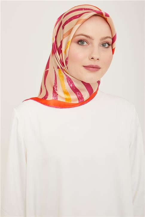 Armine Geometrik Desenli Twill İpek Eşarp 24Ya9101 2 50