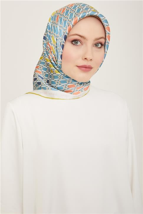 Armine Geometrik Desenli Twill İpek Eşarp 24Ya9144 37 85