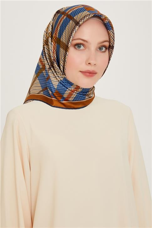 Armine Geometrik Desenli Twill Saf İpek Eşarp 9247D 01