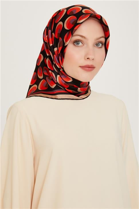 Armine Geometrik Desenli Twill Saf İpek Eşarp 9219D 09