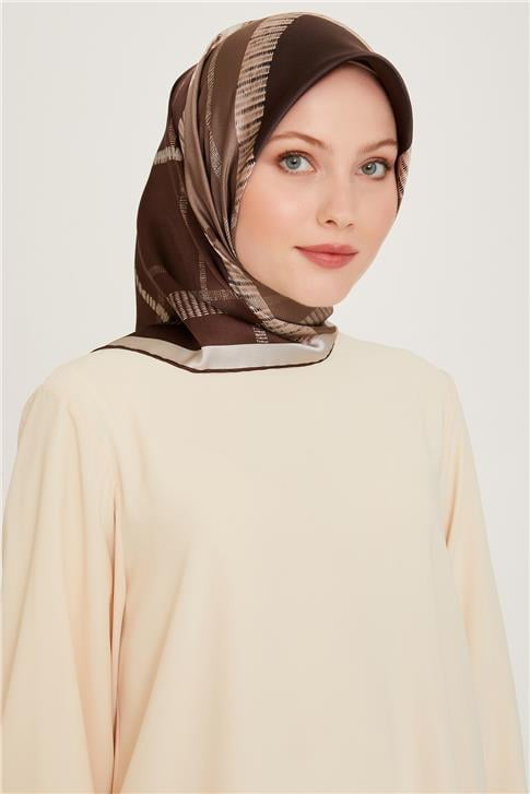 Armine Geometrik Desenli Twill Saf İpek Eşarp 9206D 87