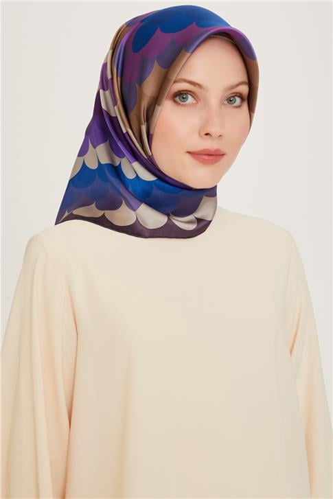 Armine Geometrik Desenli Twill Saf İpek Eşarp 9212D 81 06
