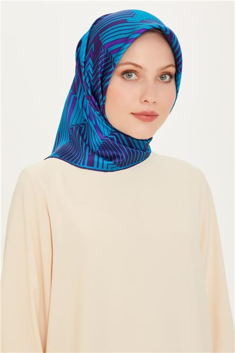 Armine Geometrik Desenli Twill Saf İpek Eşarp 9218D 83 07
