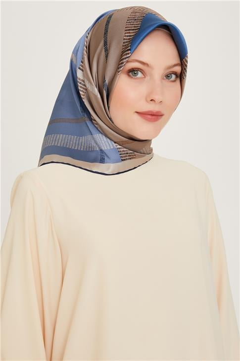 Armine Geometrik Desenli Twill Saf İpek Eşarp 9206D 06