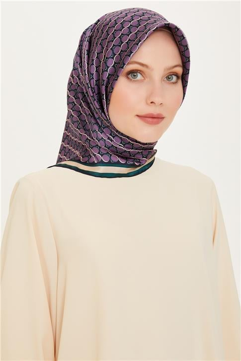 Armine Geometrik Desenli Twill Saf İpek Eşarp 9226D 83