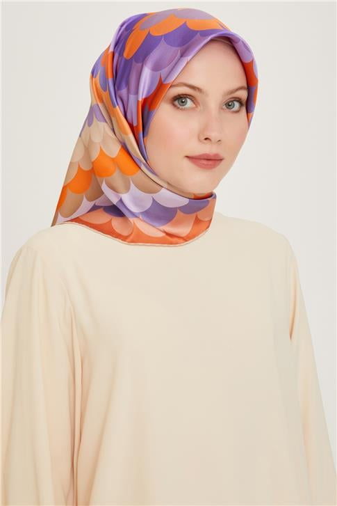 Armine Geometrik Desenli Twill Saf İpek Eşarp 9212D 81 41
