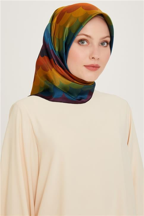 Armine Geometrik Desenli Twill Saf İpek Eşarp 9212D 81 35