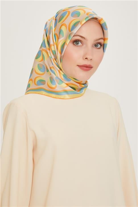 Armine Geometrik Desenli Twill Saf İpek Eşarp 9219D 54