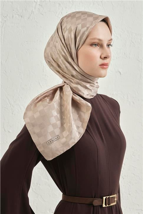 Armine Jakarlı İpek Pamuk Dama Eşarp 26 07