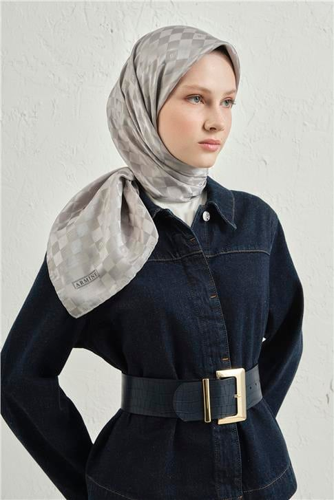 Armine Jakarlı İpek Pamuk Dama Eşarp 26 22