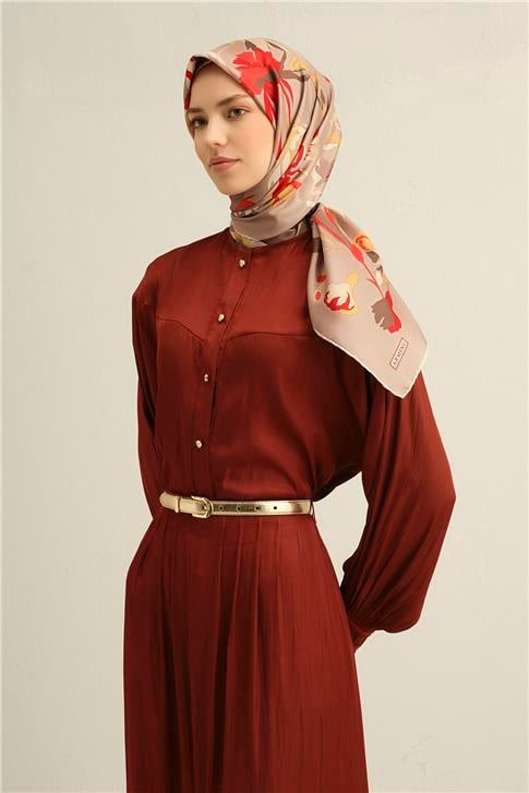 Armine Klasik Desenli İpek Sura Eşarp 9342 37