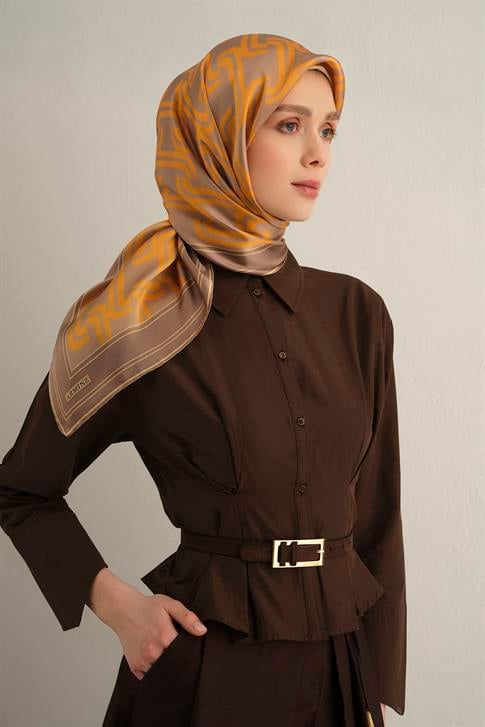 Armine Klasik Desenli Saf İpek Sura Eşarp 9343D 36