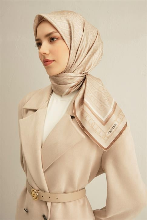 Armine Klasik Desenli Saf İpek Sura Eşarp 9301D 36