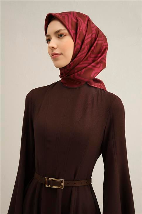 Armine Klasik Desenli Saf İpek Sura Eşarp 9343D 87