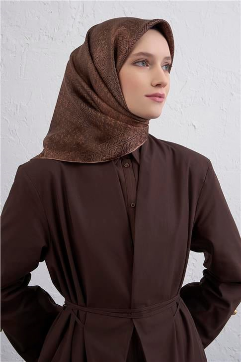 Armine Klasik Desenli Saf İpek Twill Eşarp 9437D 16