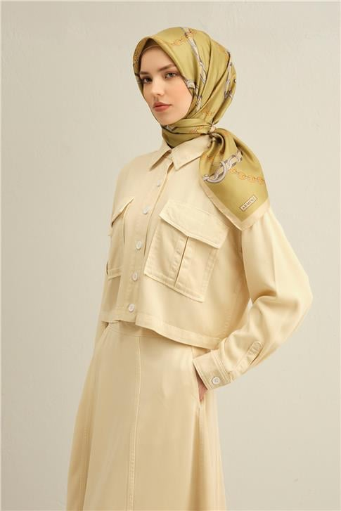 Armine Klasik Desenli Saf İpek Twill Eşarp 9346 07