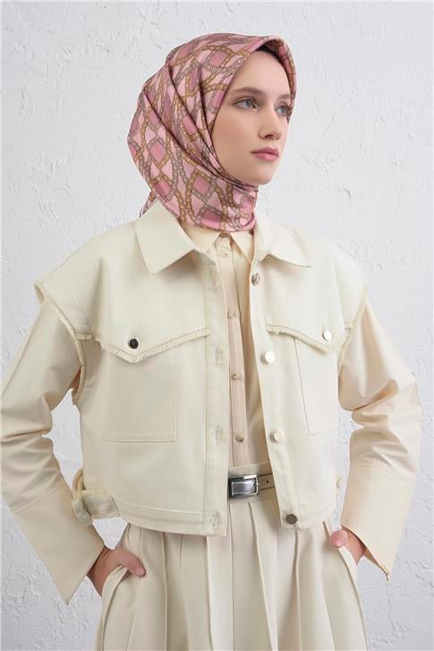 Armine Klasik Desenli Saf İpek Twill Eşarp 9410D 05