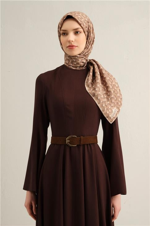 Armine Klasik Desenli Saf İpek Twill Eşarp 9321D 05