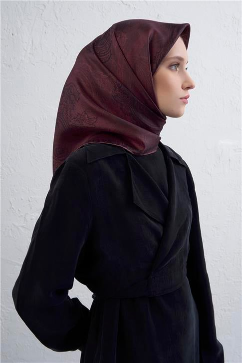 Armine Klasik Desenli Saf İpek Twill Eşarp 9428D 82