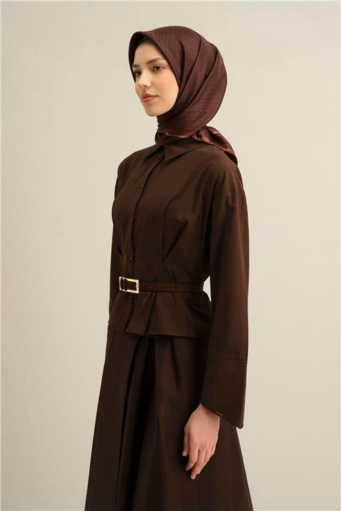 Armine Klasik Desenli Saf İpek Twill Eşarp 9301D 81