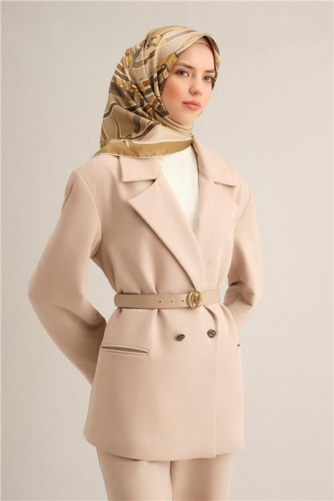Armine Klasik Desenli Saf İpek Twill Eşarp 9315D 34