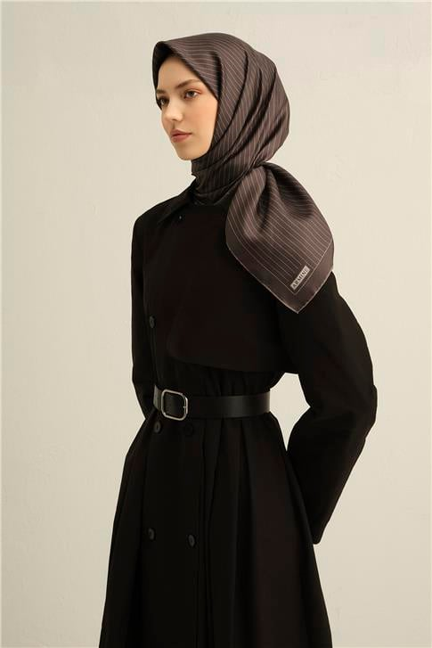 Armine Klasik Desenli Saf İpek Twill Eşarp 9348D 03