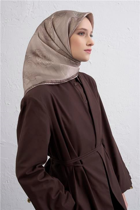 Armine Klasik Desenli Saf İpek Twill Eşarp 9428D 06