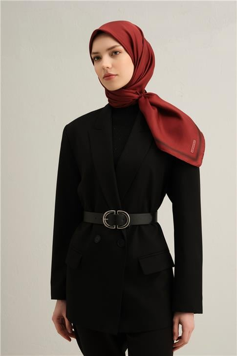 Armine Klasik Desenli Saf İpek Twill Eşarp 9356 35