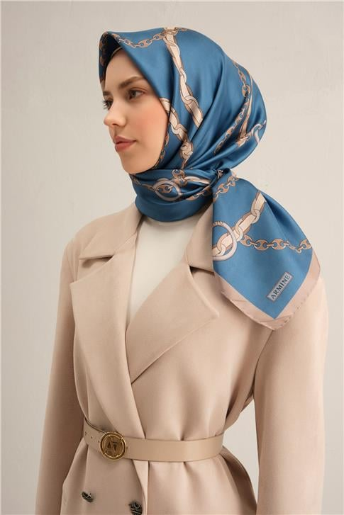 Armine Klasik Desenli Saf İpek Twill Eşarp 9346D 10