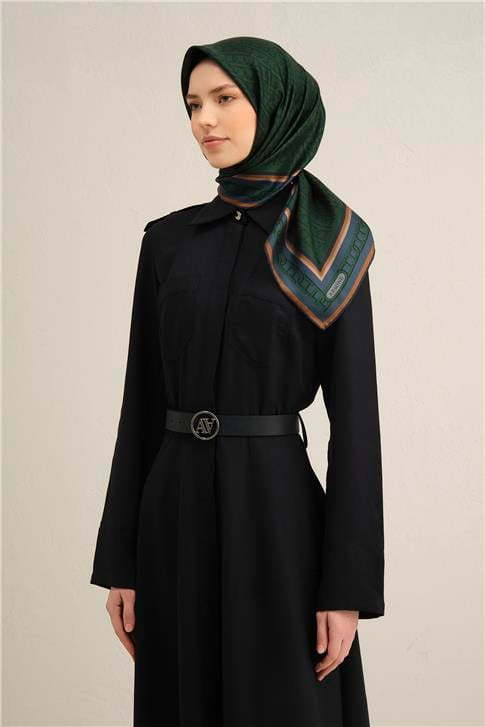 Armine Klasik Desenli Saf İpek Twill Eşarp 9301D 80