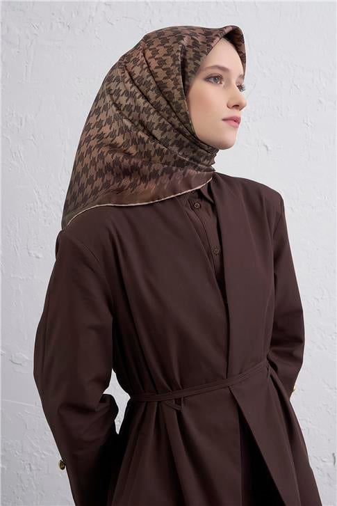Armine Klasik Desenli Saf İpek Twill Eşarp 9434D 34