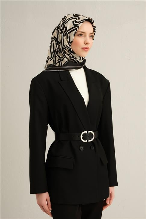 Armine Klasik Desenli Saf İpek Twill Eşarp 9343D 09