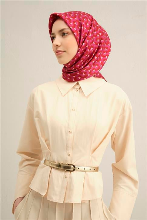 Armine Klasik Desenli Saf İpek Twill Eşarp 9321D 82