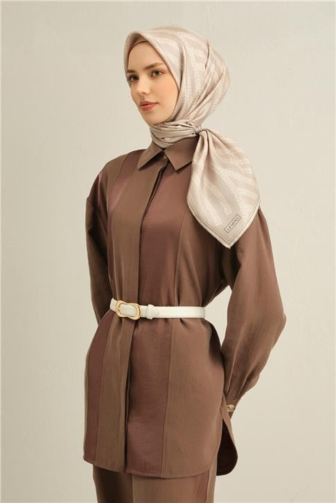Armine Klasik Desenli Saf İpek Twill Eşarp 9351D 09