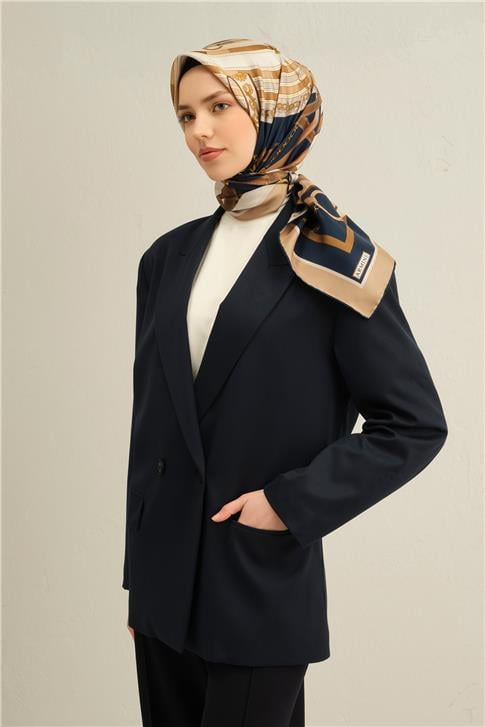 Armine Klasik Desenli Saf İpek Twill Eşarp 9315D 02