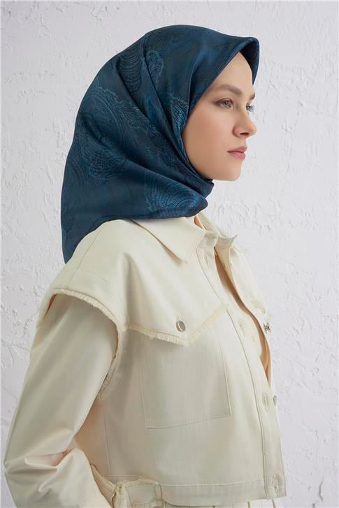 Armine Klasik Desenli Saf İpek Twill Eşarp 9428D 34