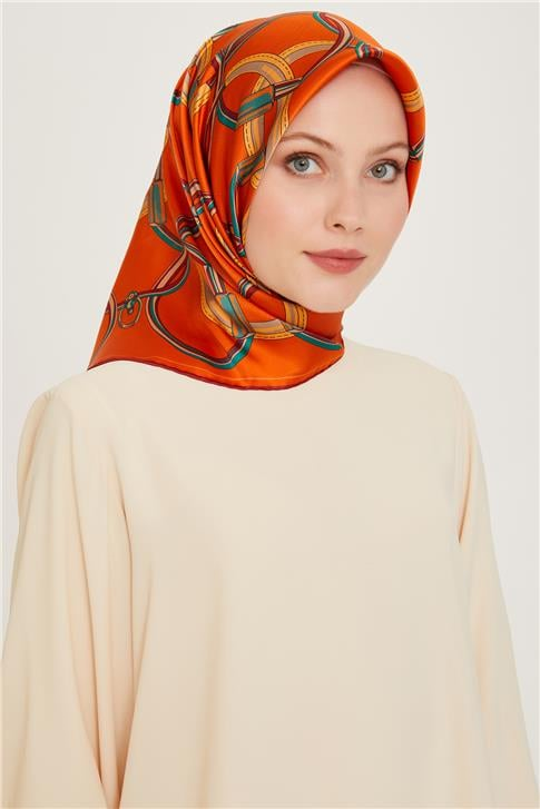 Armine Klasik Desenli Sura Saf İpek Eşarp 9203D 89