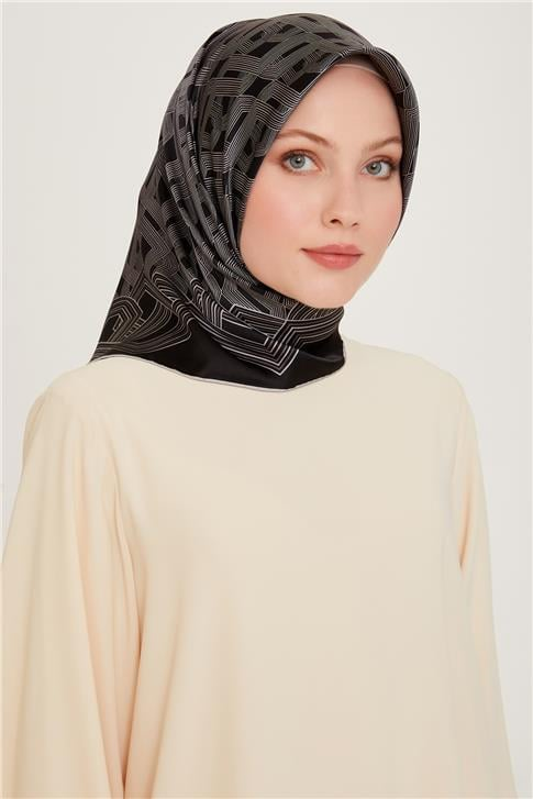 Armine Klasik Desenli Sura Saf İpek Eşarp 9213D 03