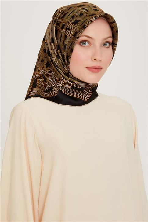 Armine Klasik Desenli Sura Saf İpek Eşarp 9213D 02