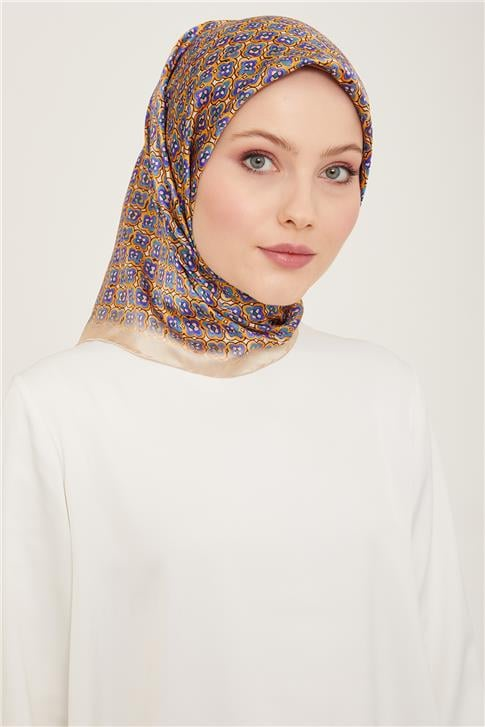 Armine Klasik Desenli Twill İpek Eşarp 24Ya9134 67 32