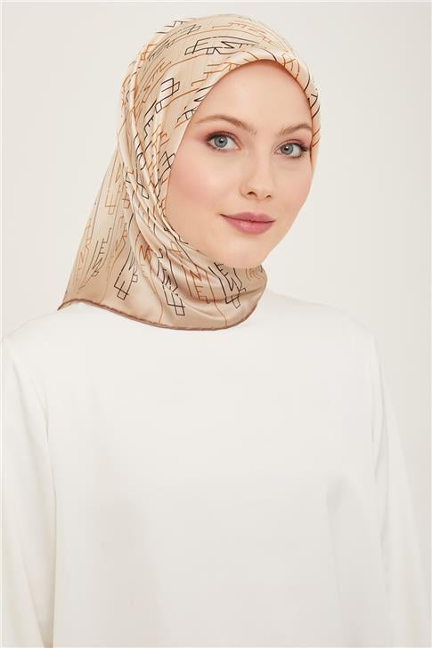 Armine Klasik Desenli Twill İpek Eşarp 24Ya9142 53 52